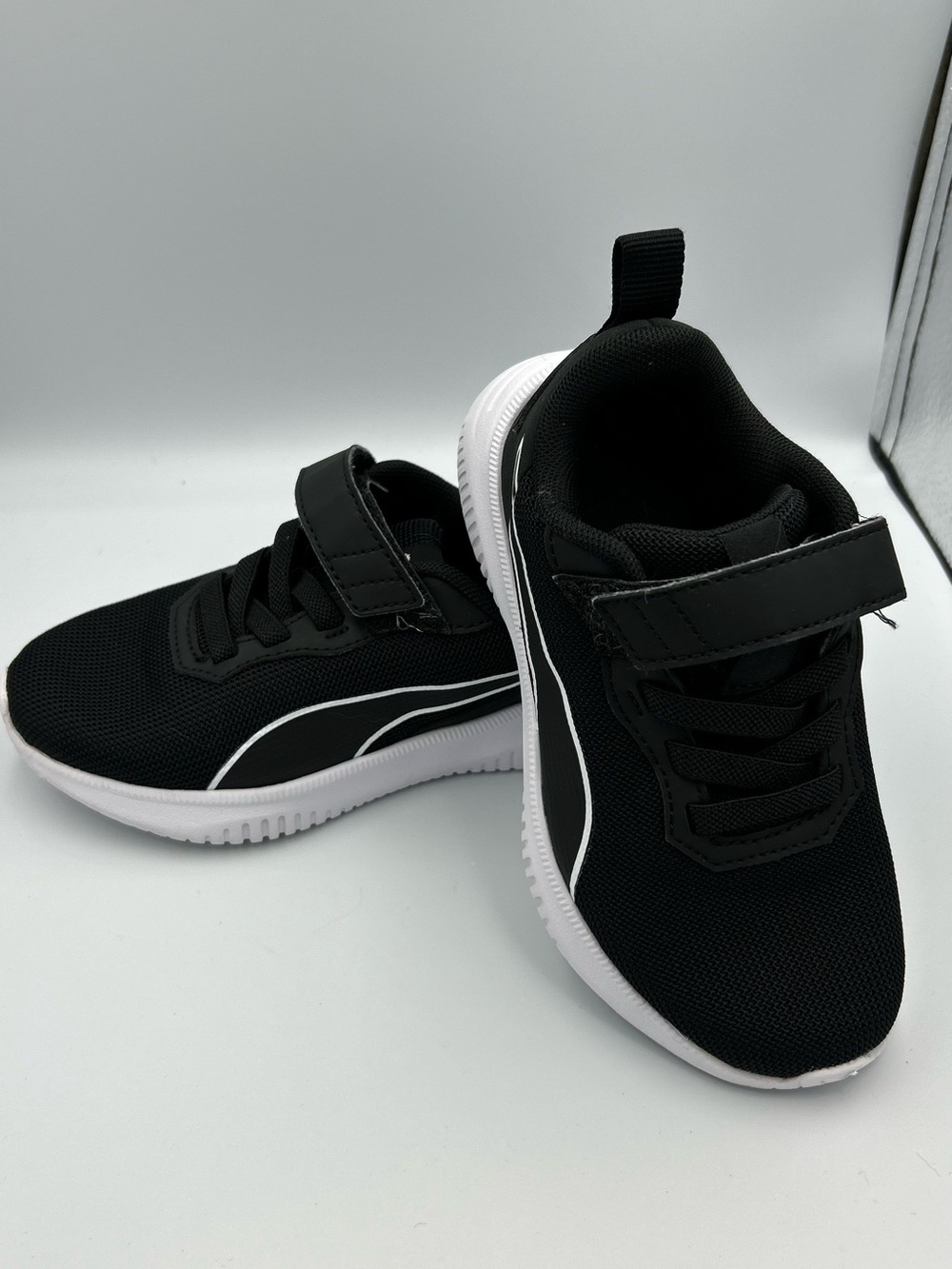 Kids Puma Black Athletic Sneakers with White Sole